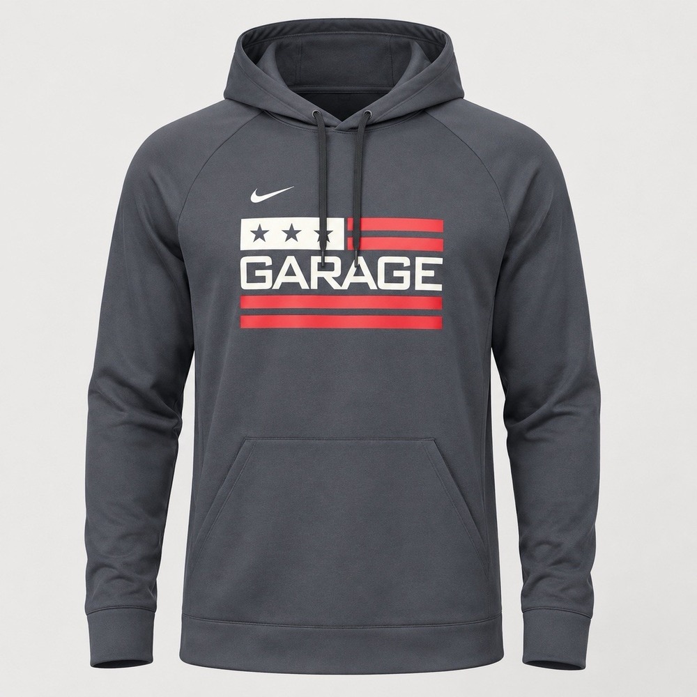 Nike Therma-FIT Pullover Hoodie Garage Graphic Men's Large Gray Fleece NWT